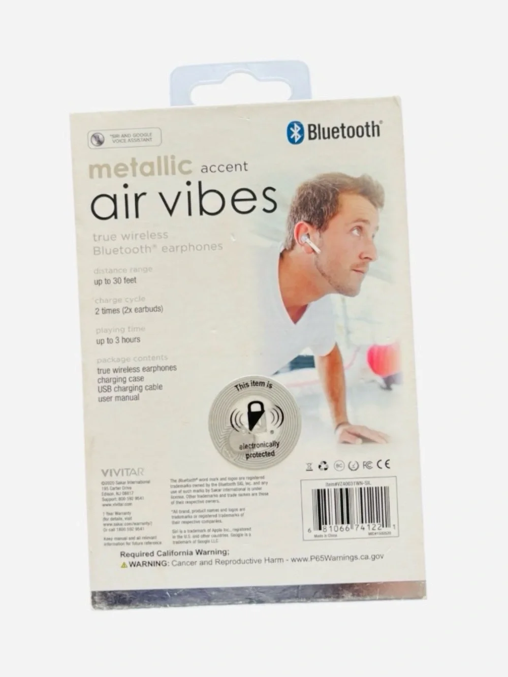 Vivitar Metallic Accent Air Vibes True Wireless Earphones - Silver. New in Box.